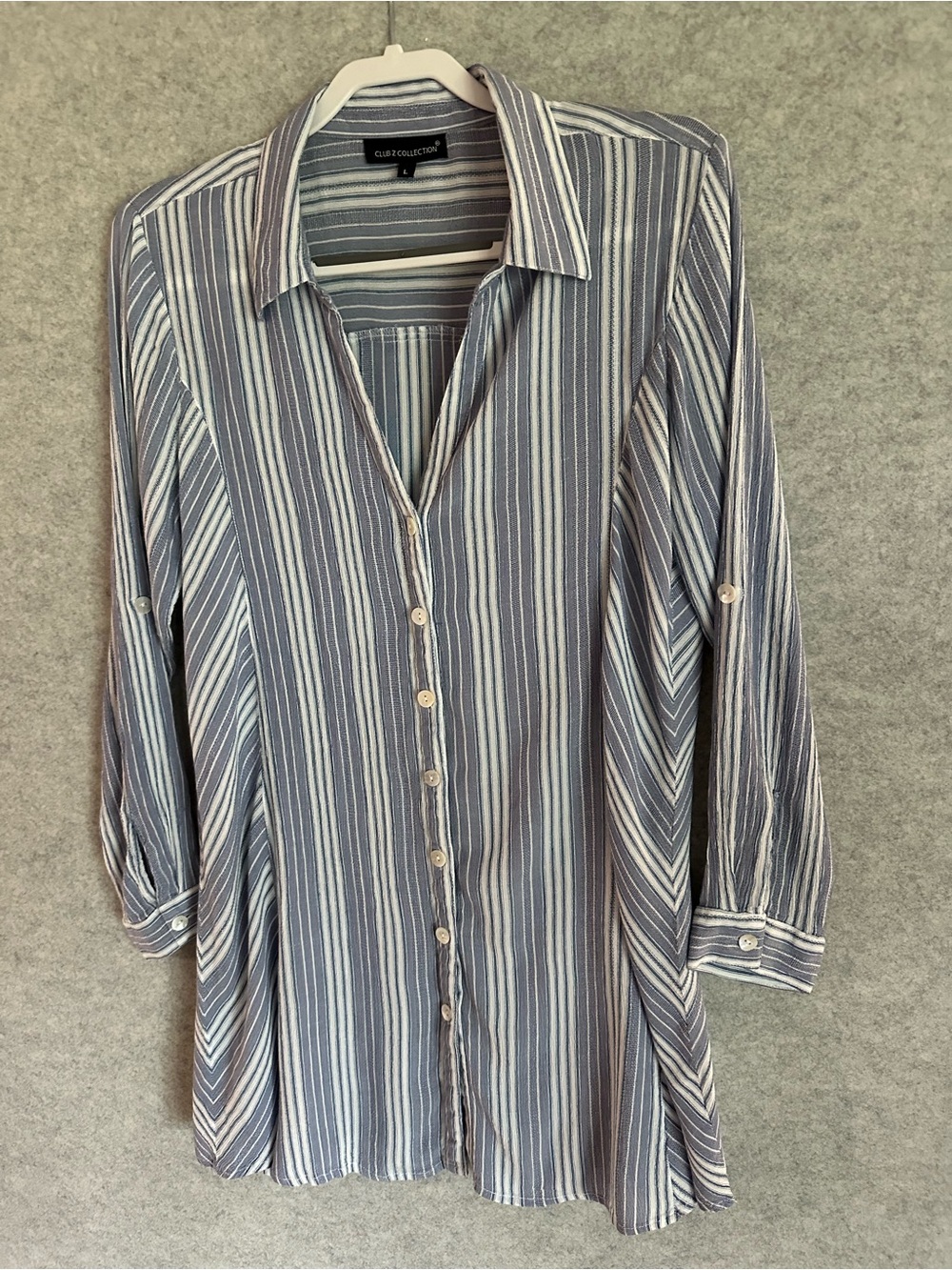 Club Z Collection Blue & White Striped Button-Down Shirt